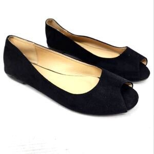Musshoe Black Suede Ballet Flats‎ Loafers Open Toe Comfortable Women's Size 7